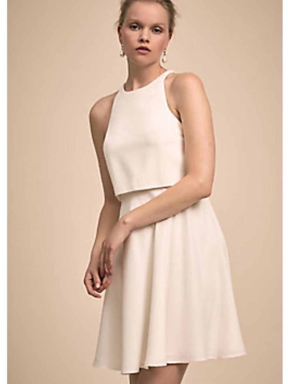 Jill Stuart Cream Sleeveless Two-Piece Mini Dress